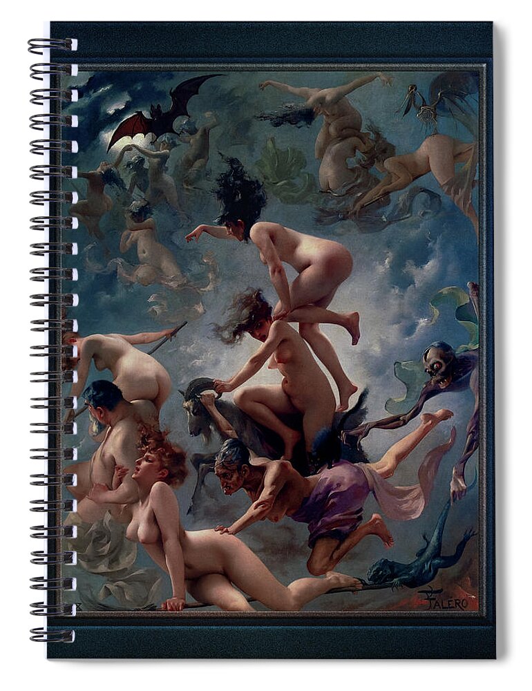 Witches Going To Their Sabbath Spiral Notebook featuring the painting Witches Going To Their Sabbath by Luis Ricardo Falero Old Masters Classical Art Reproduction by Xzendor7