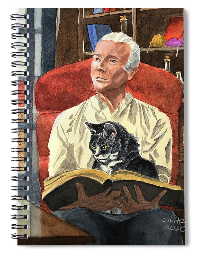 Cat Spiral Notebook featuring the painting Wizard and Familiar by Dominic White