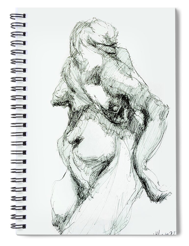 #women Spiral Notebook featuring the drawing Woman 52 by Veronica Huacuja