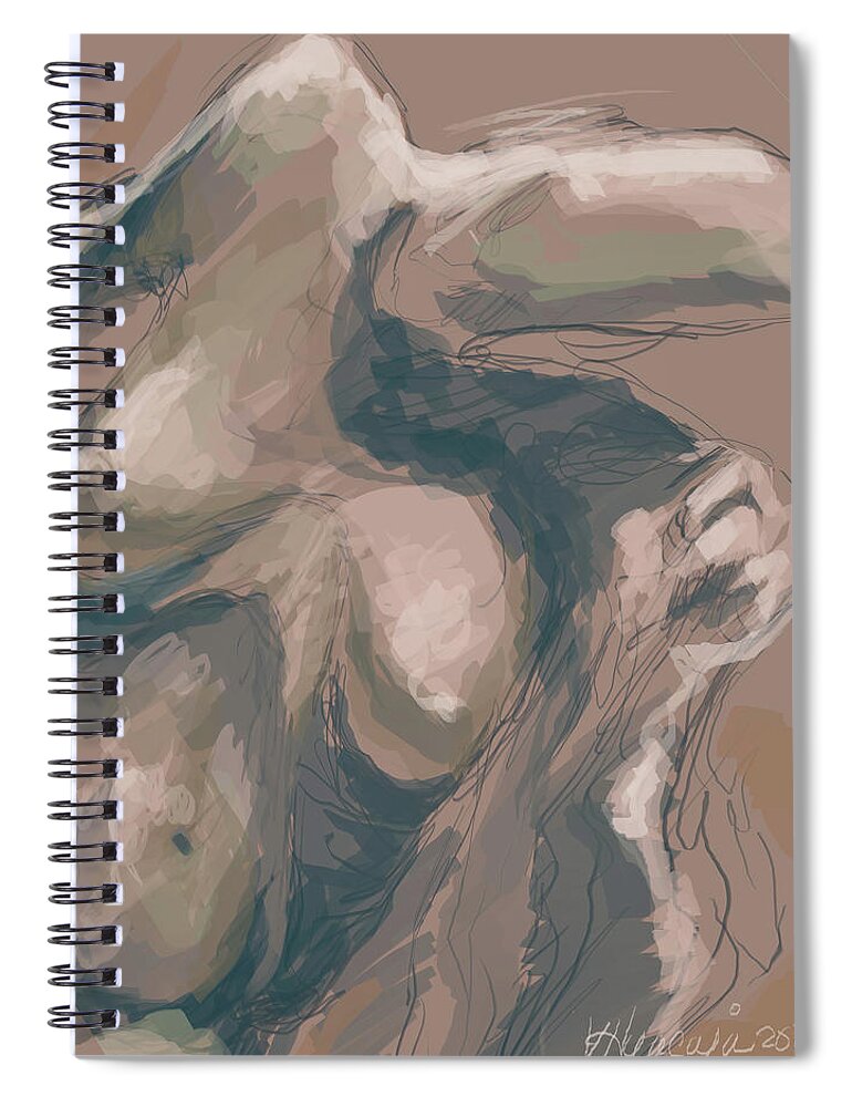#muybridge Spiral Notebook featuring the digital art Woman in Brown, Study 6 by Veronica Huacuja