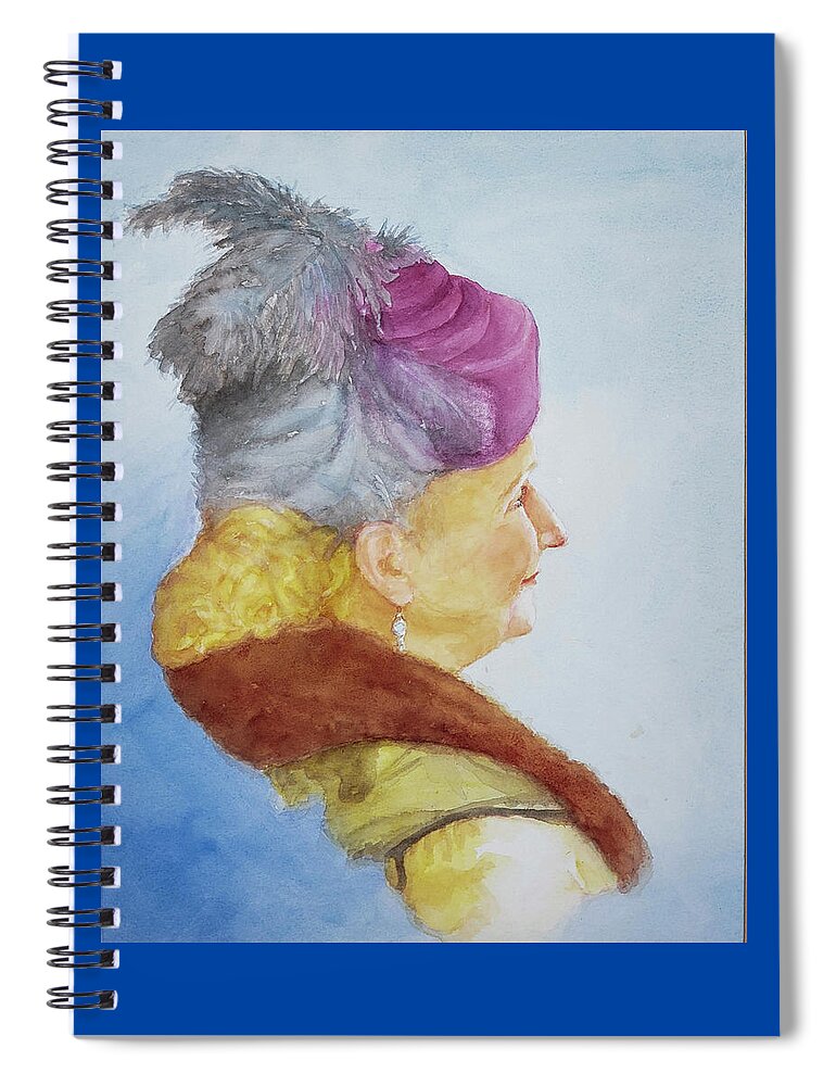 2020 Spiral Notebook featuring the painting Woman in the Feathered Magenta Hat by George Harth