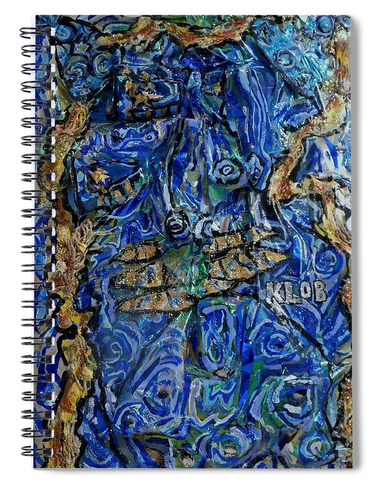 Woman Spiral Notebook featuring the mixed media Woman of Infinite Fortitude with Party Hats by Kevin OBrien