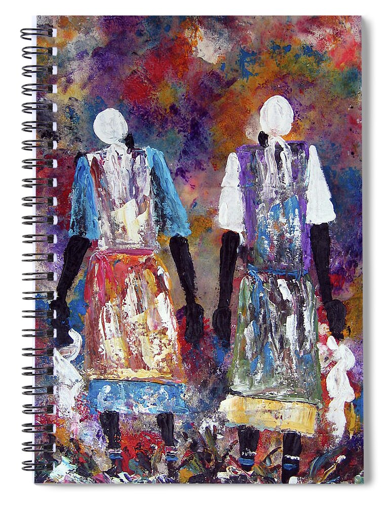  Spiral Notebook featuring the painting Woman Of Peace by Peter Sibeko
