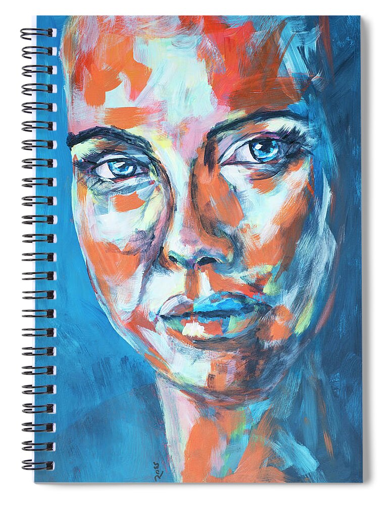 Woman Spiral Notebook featuring the painting Woman on Blue by Mark Ross