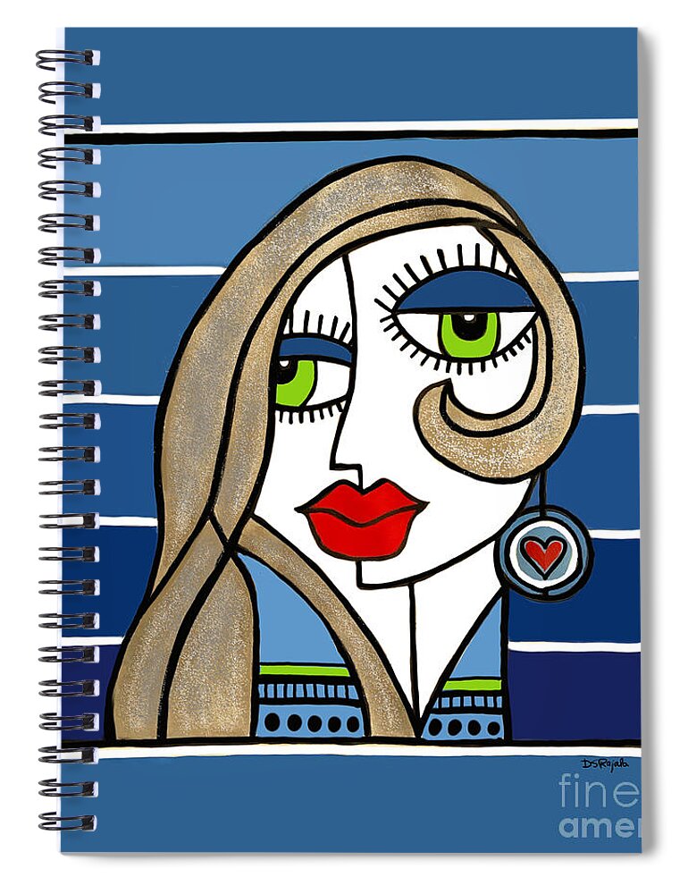 Woman Spiral Notebook featuring the digital art Woman with Earring by Diana Rajala