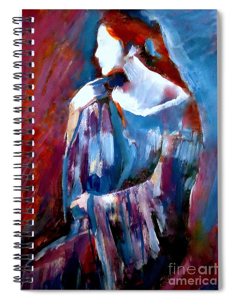 Affordable Original Paintings Spiral Notebook featuring the painting Woman With Red Hair by Helena Wierzbicki