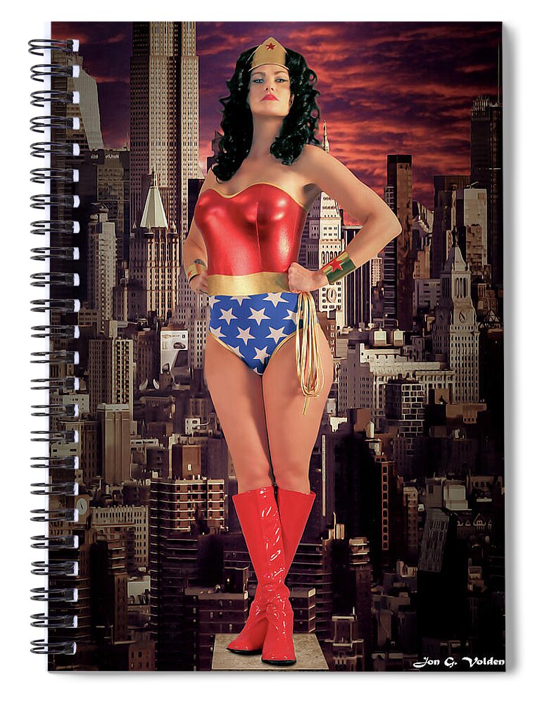 Wonder Spiral Notebook featuring the photograph Wonder Woman Sentry by Jon Volden