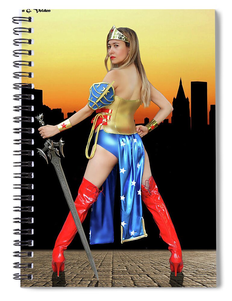 Wonder Spiral Notebook featuring the photograph Wonder Woman Sword by Jon Volden