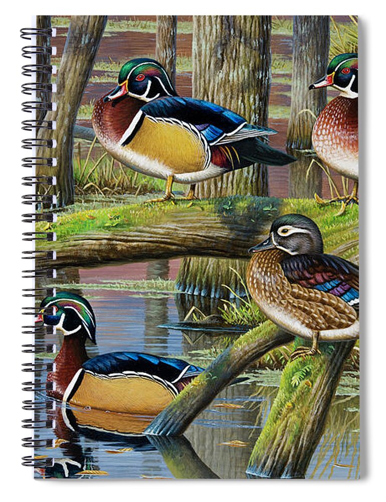 Cynthie Fisher Art Spiral Notebook featuring the painting Wood Ducks by Cynthie Fisher
