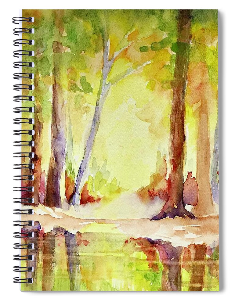 Forest Spiral Notebook featuring the painting Wood Element by Caroline Patrick