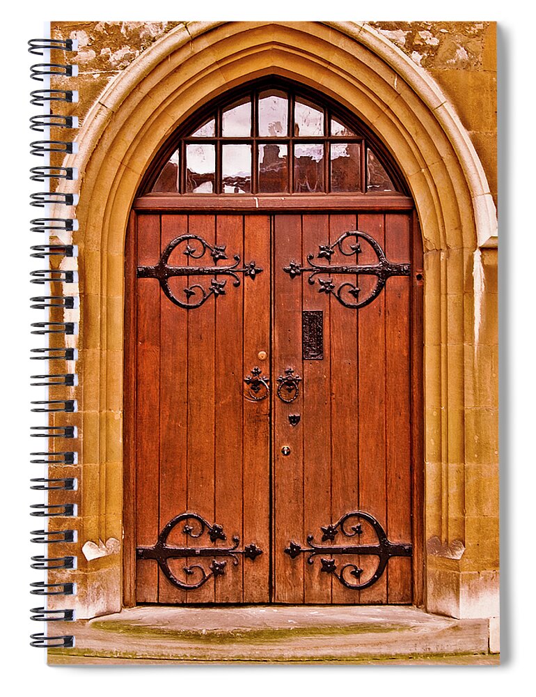Architecture Spiral Notebook featuring the photograph Wooden Door at Tower Hill by Christi Kraft