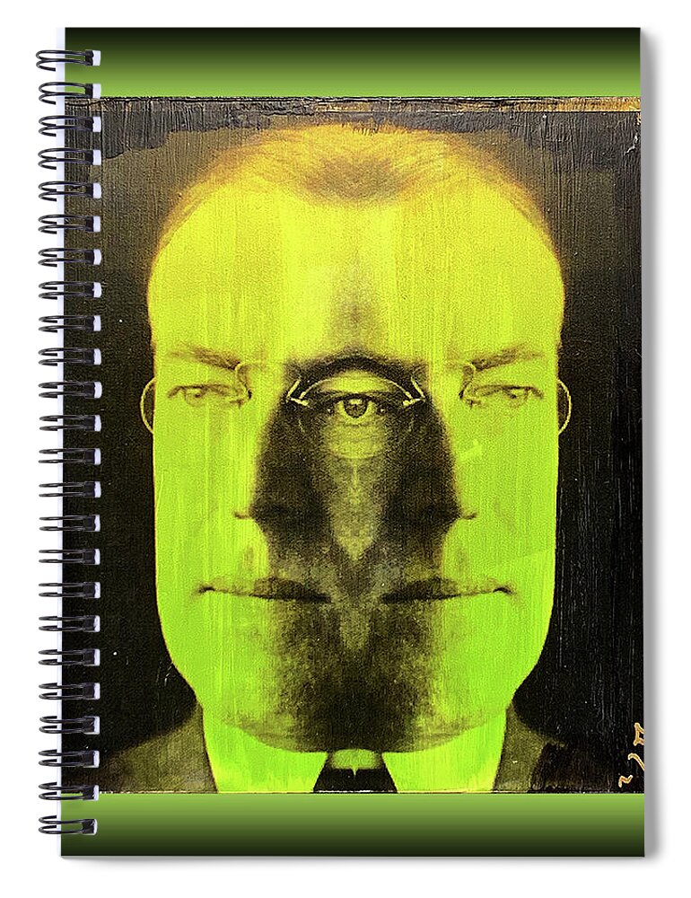 Wunderle Spiral Notebook featuring the mixed media Woodrow Wilson V1A by Wunderle
