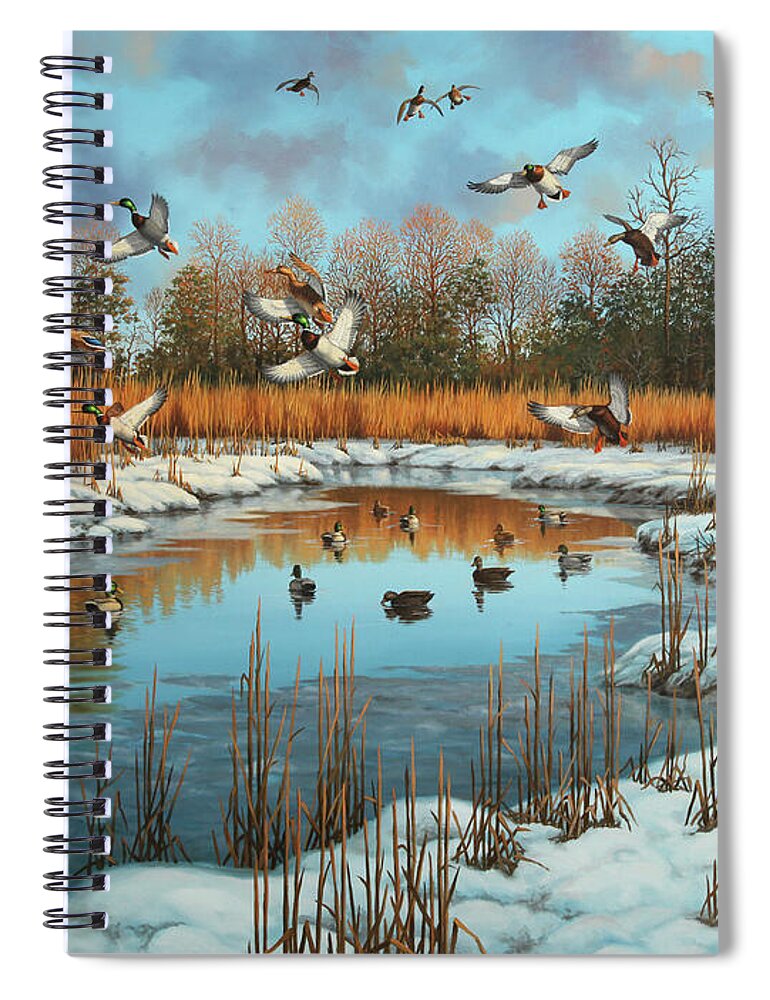 Mallard Paintings Spiral Notebook featuring the painting Woods Creek by Guy Crittenden