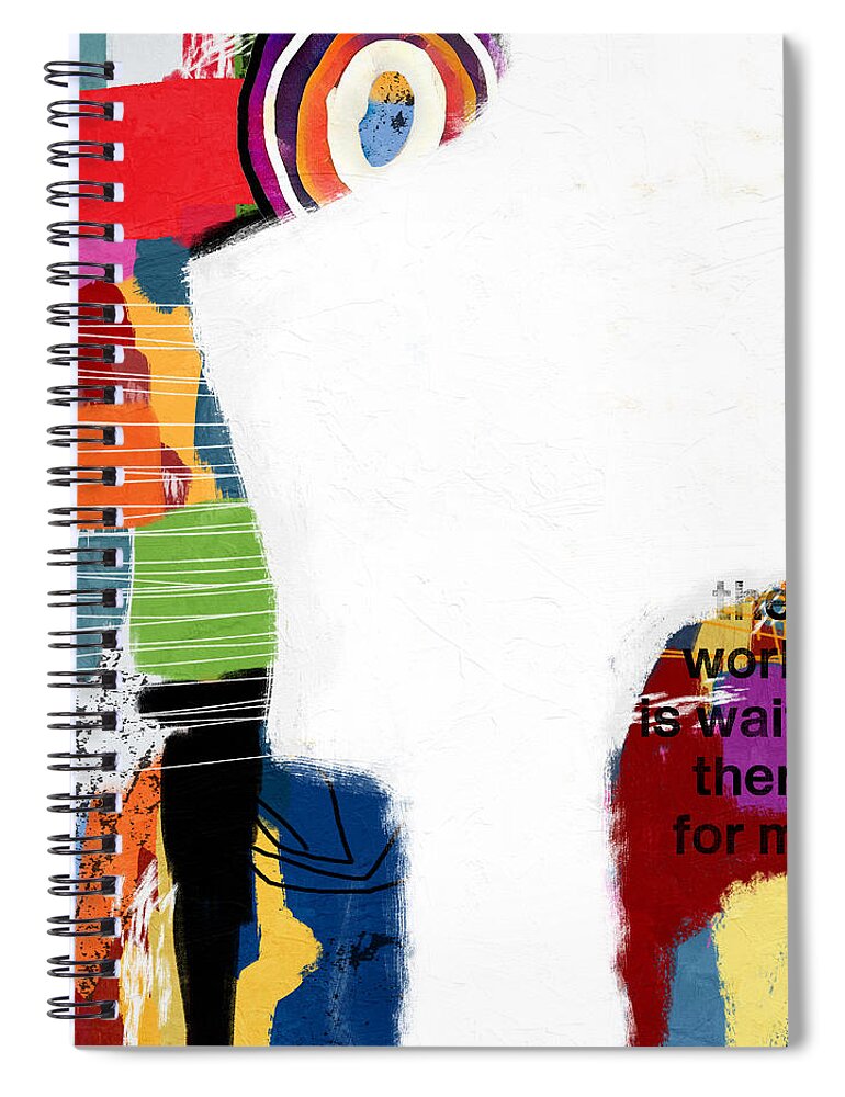 Abstract Spiral Notebook featuring the mixed media World Is Waiting- Art by Linda Woods by Linda Woods