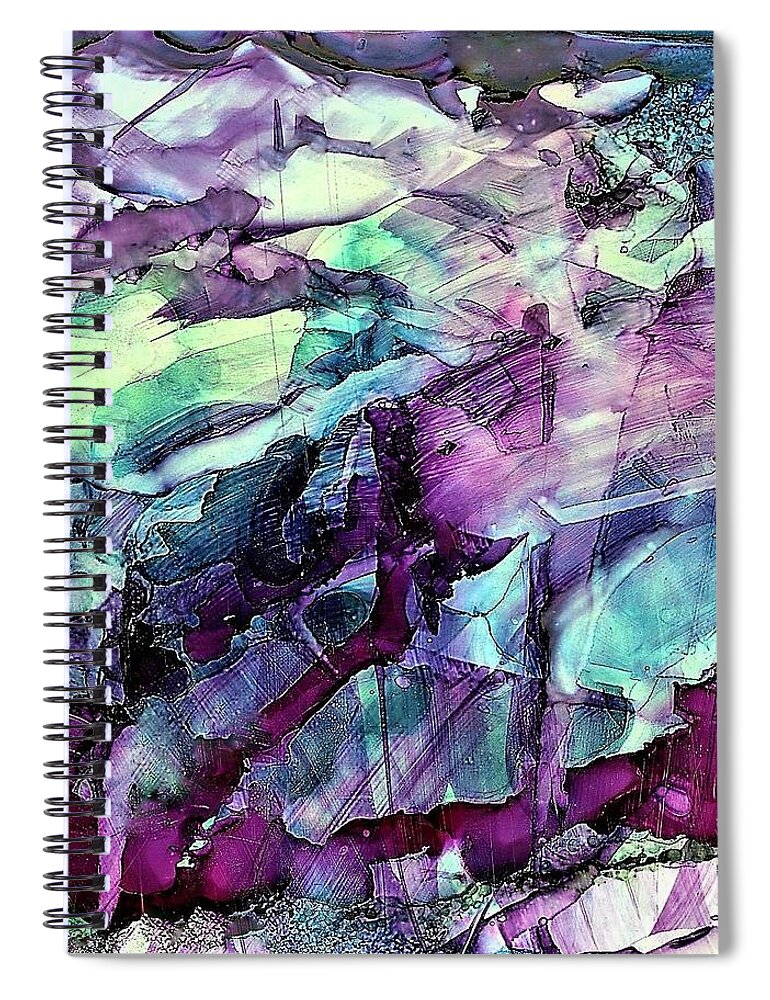 Soft Spiral Notebook featuring the painting World Traveler by Angela Marinari