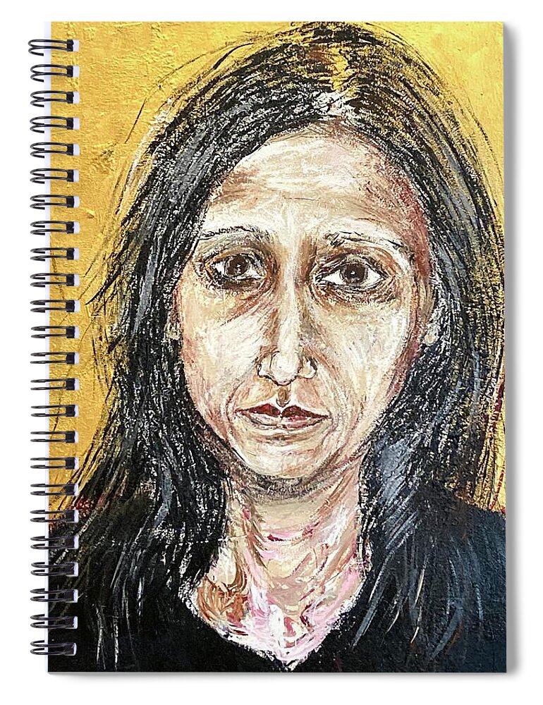 Portrait Spiral Notebook featuring the painting Worried by David Euler
