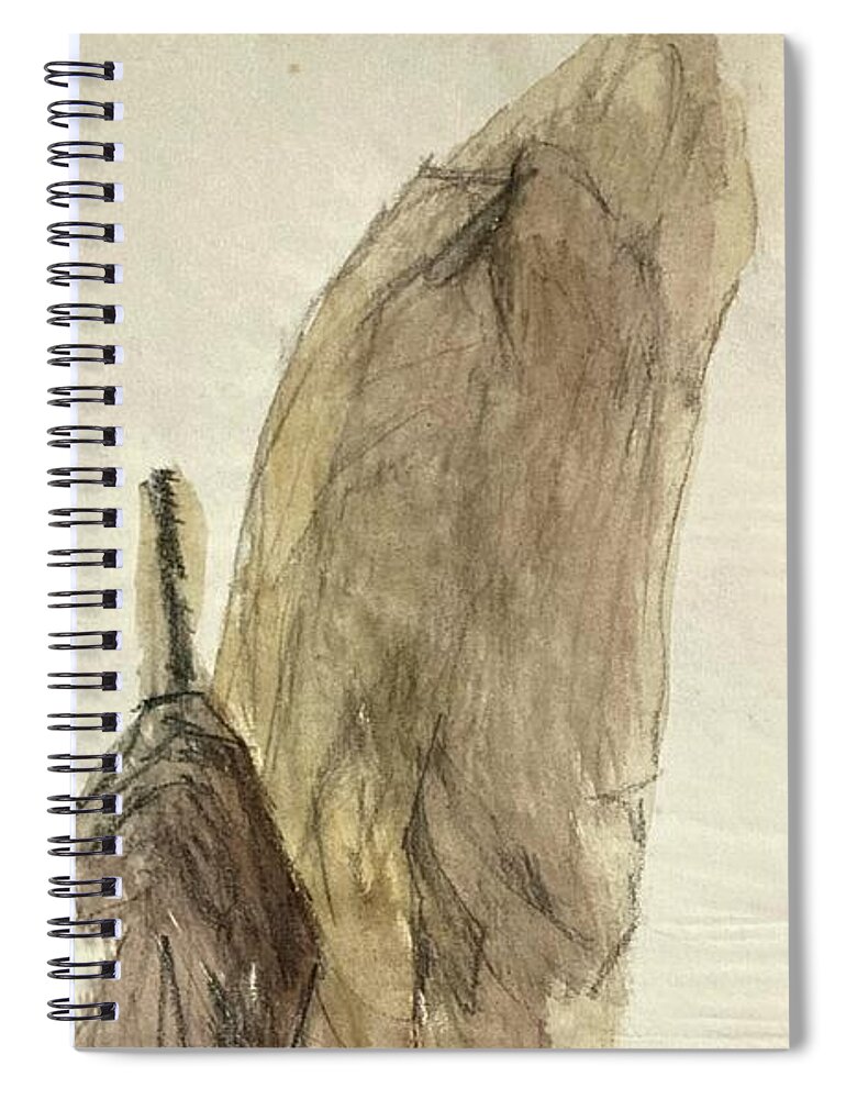 Figure Spiral Notebook featuring the painting Wrapped figure and coat by David Euler