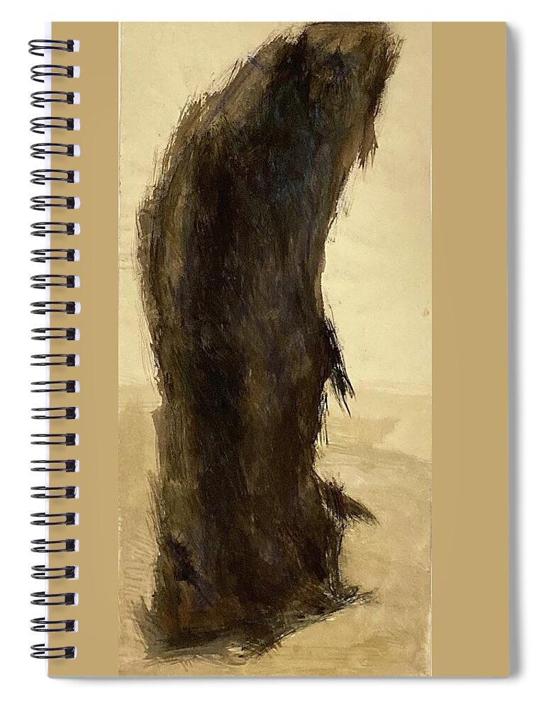 Black Spiral Notebook featuring the painting Wrapped figure in black by David Euler