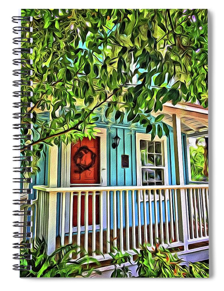 Alicegipsonphotographs Spiral Notebook featuring the photograph Wreath On The Door by Alice Gipson
