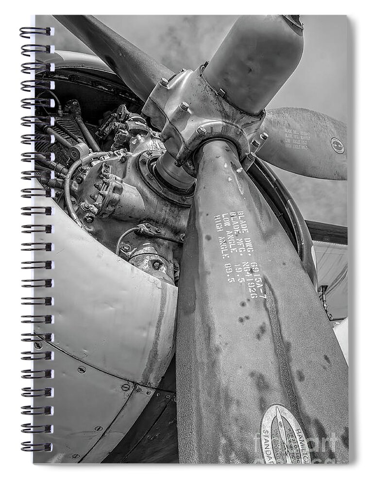 Air Spiral Notebook featuring the photograph Wright R-1820-82 Cyclone by Charles Dobbs