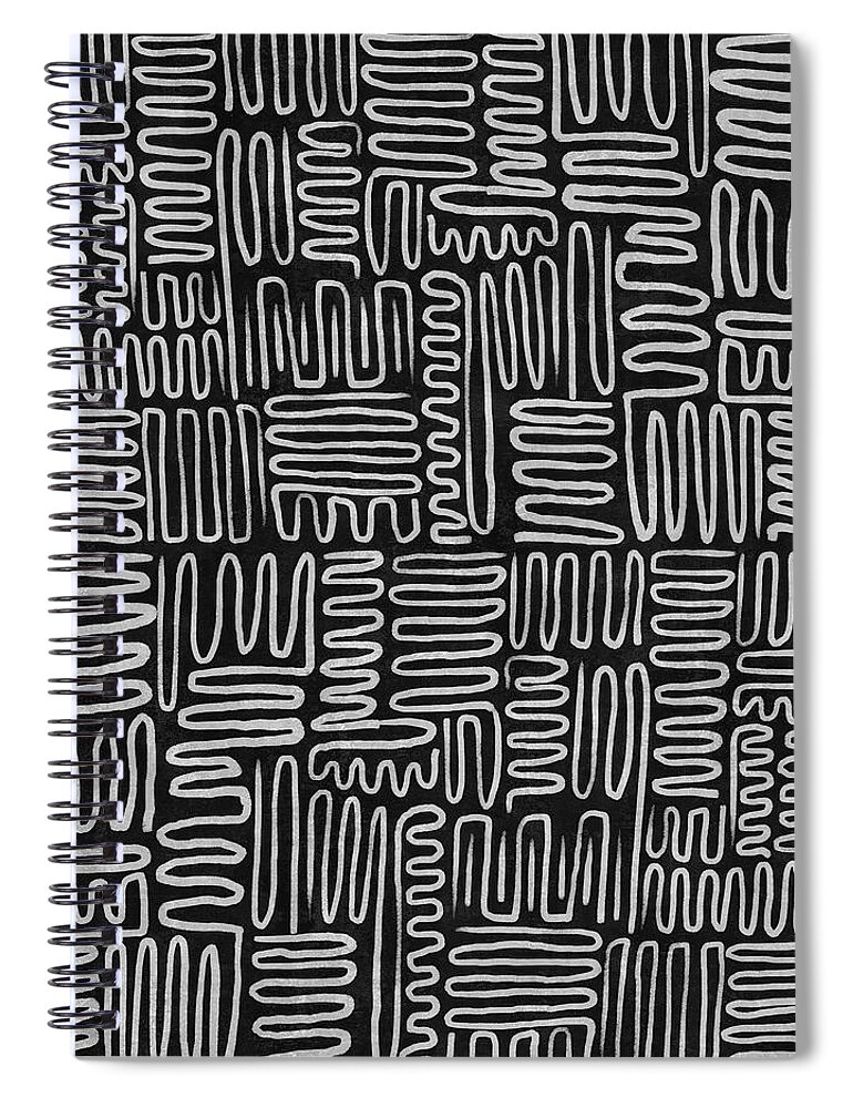 Minimal Spiral Notebook featuring the digital art Writing On Water 04 - Minimal, Modern - Monochromatic Contemporary Abstract Art by Studio Grafiikka