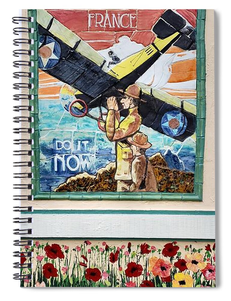 World War One Spiral Notebook featuring the mixed media WW1 Remembrance by Merana Cadorette