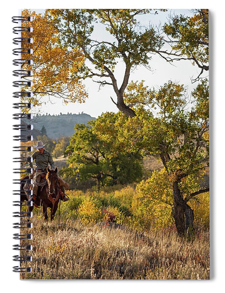 Fall Spiral Notebook featuring the photograph Wyoming Cowgirl in The Mountains by Terri Cage