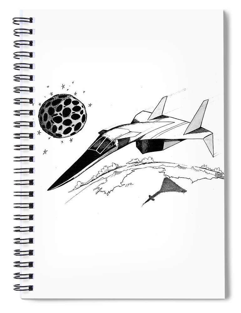 Xb-70 Spiral Notebook featuring the drawing XB70 Original Black and White Drawing by Michael Hopkins