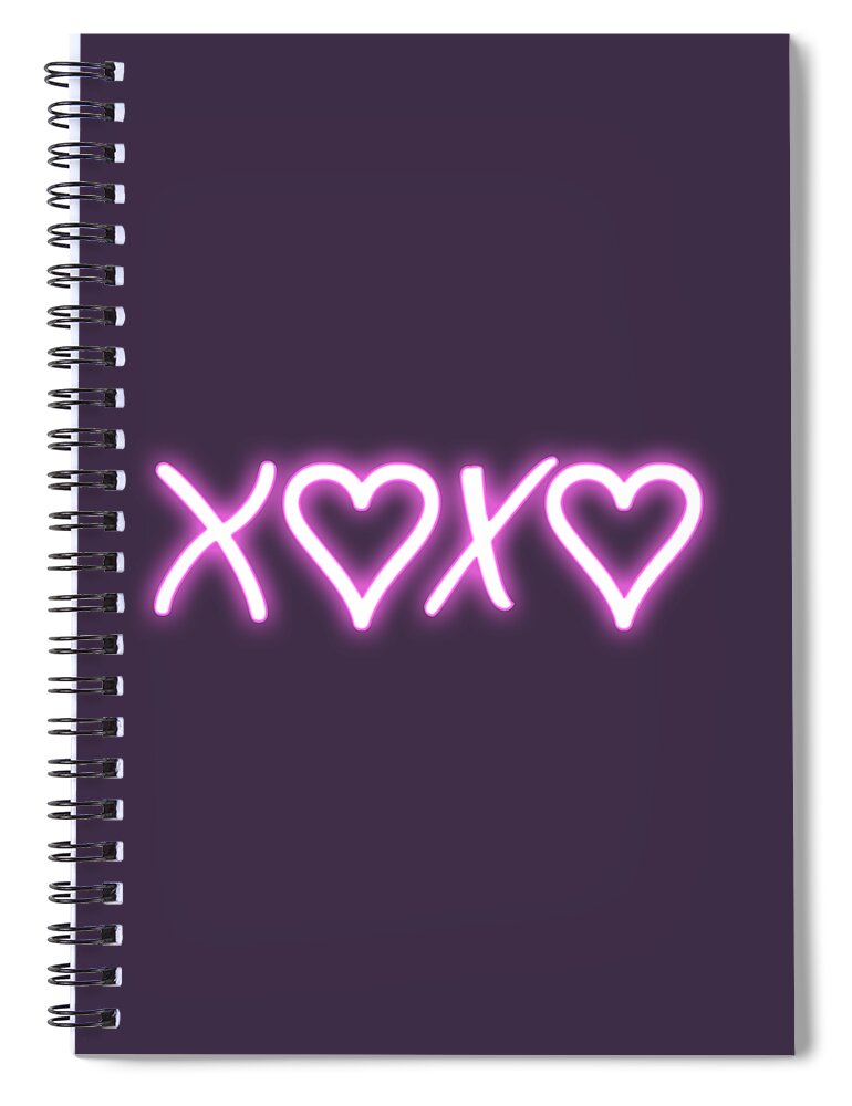 Xoxo Spiral Notebook featuring the photograph XOXO pink neon by Delphimages Photo Creations