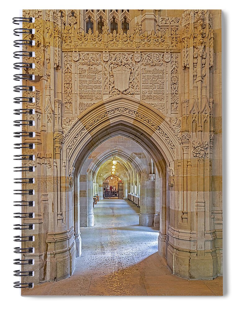 Yale University Spiral Notebook featuring the photograph Yale University Cloister by Susan Candelario