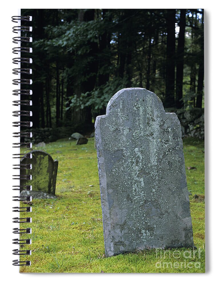  Gravestone Spiral Notebook featuring the photograph Ye Olde Cemetery - Danville New Hampshire by Erin Paul Donovan
