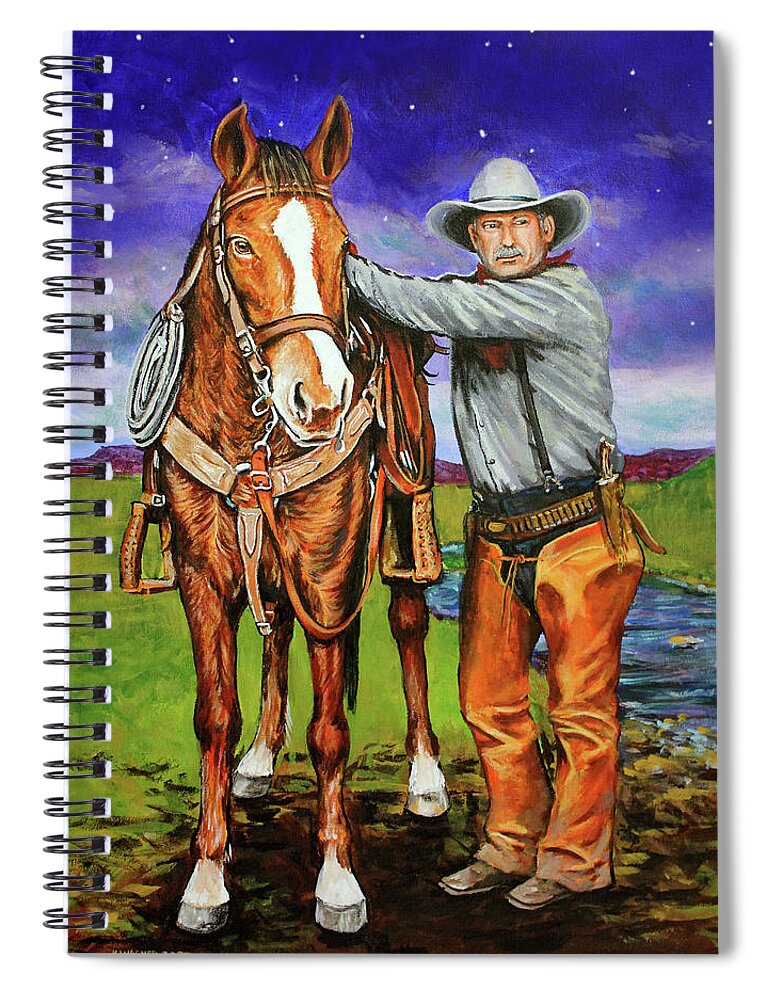Cowboy Spiral Notebook featuring the painting Yeah, I See It, Too by Karl Wagner