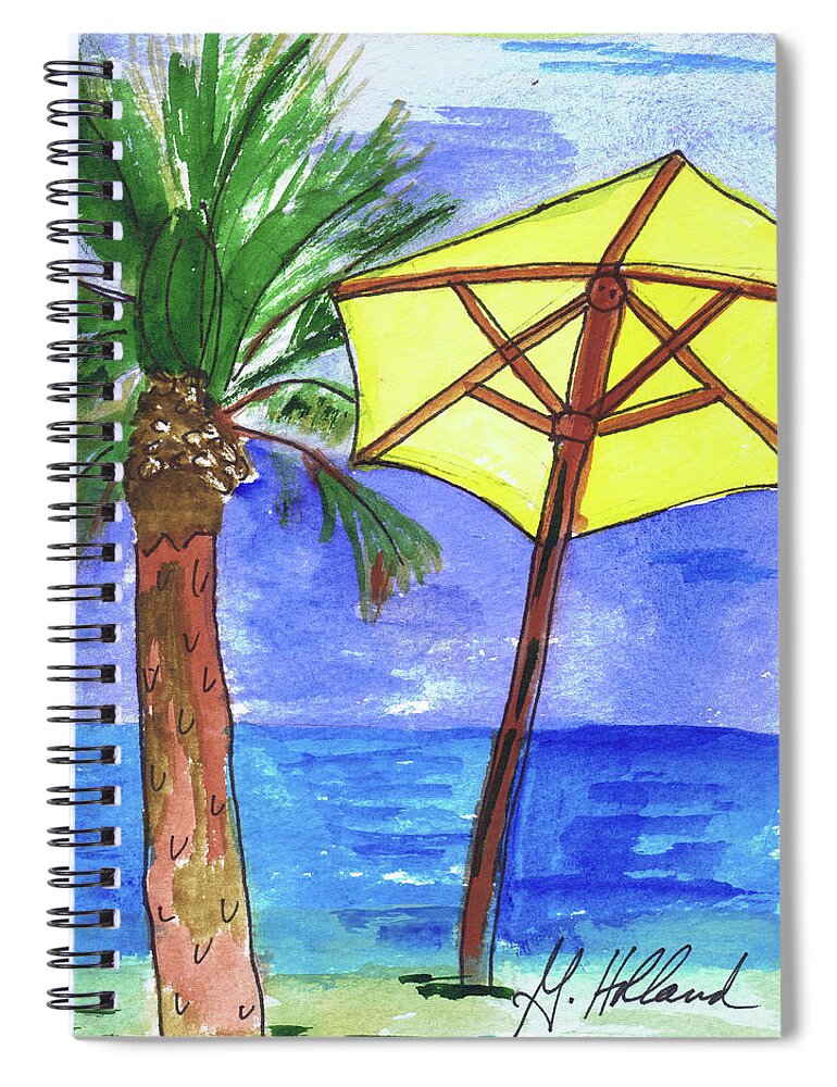 Fun Spiral Notebook featuring the painting Yella Brella by Genevieve Holland