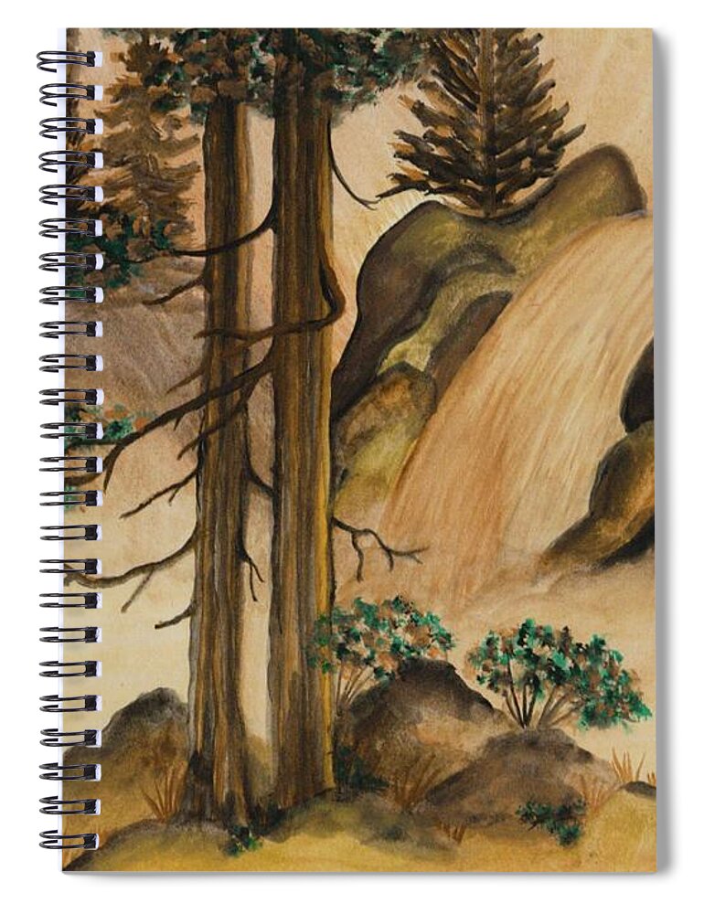 Art Of The Gypsy Spiral Notebook featuring the painting Huangse Qiutian Yellow Fall by The GYPSY and Mad Hatter