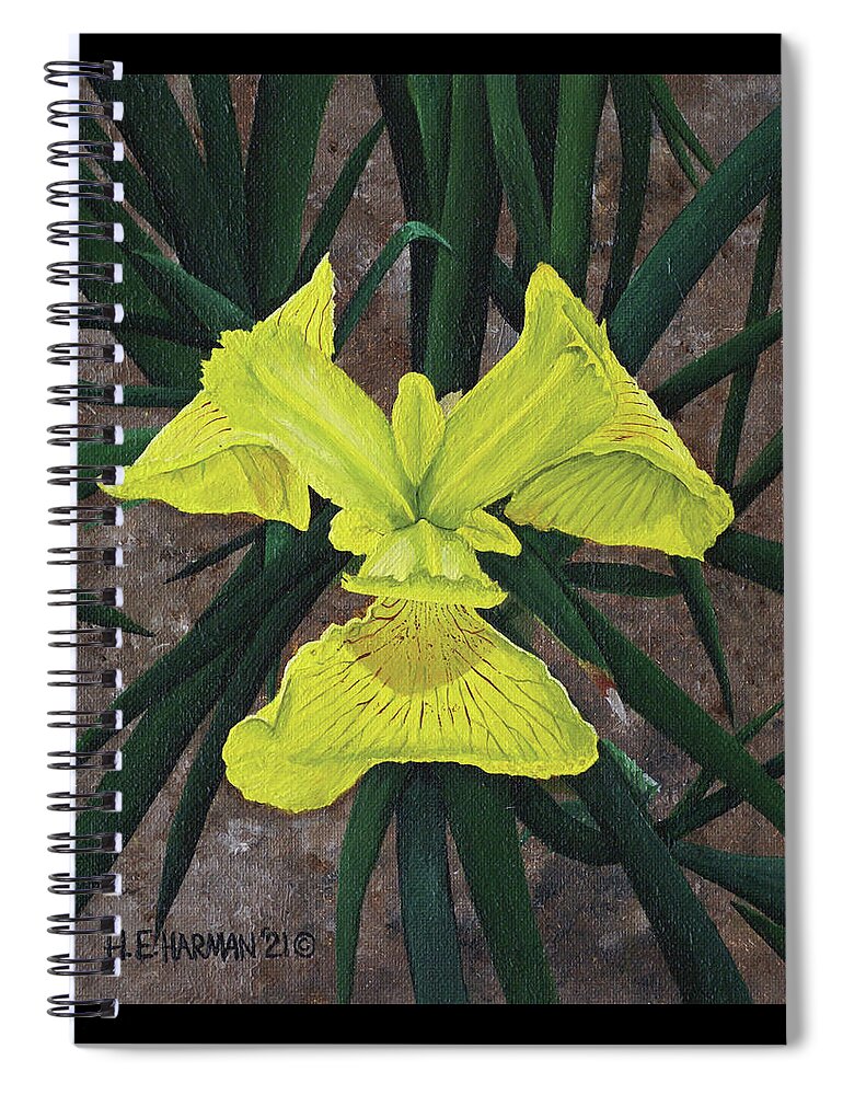Yellow Flag Spiral Notebook featuring the painting Yellow Flag by Heather E Harman