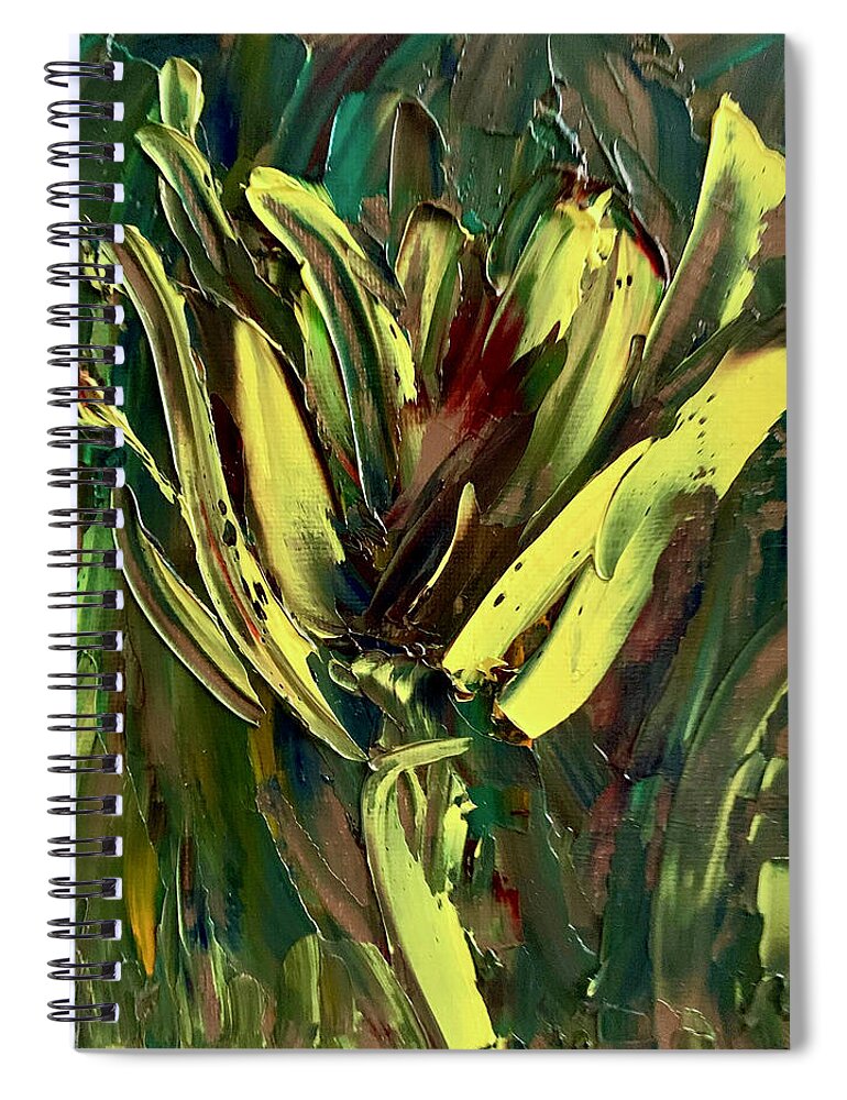 Flower Spiral Notebook featuring the painting Yellow flower 1 by Teresa Moerer