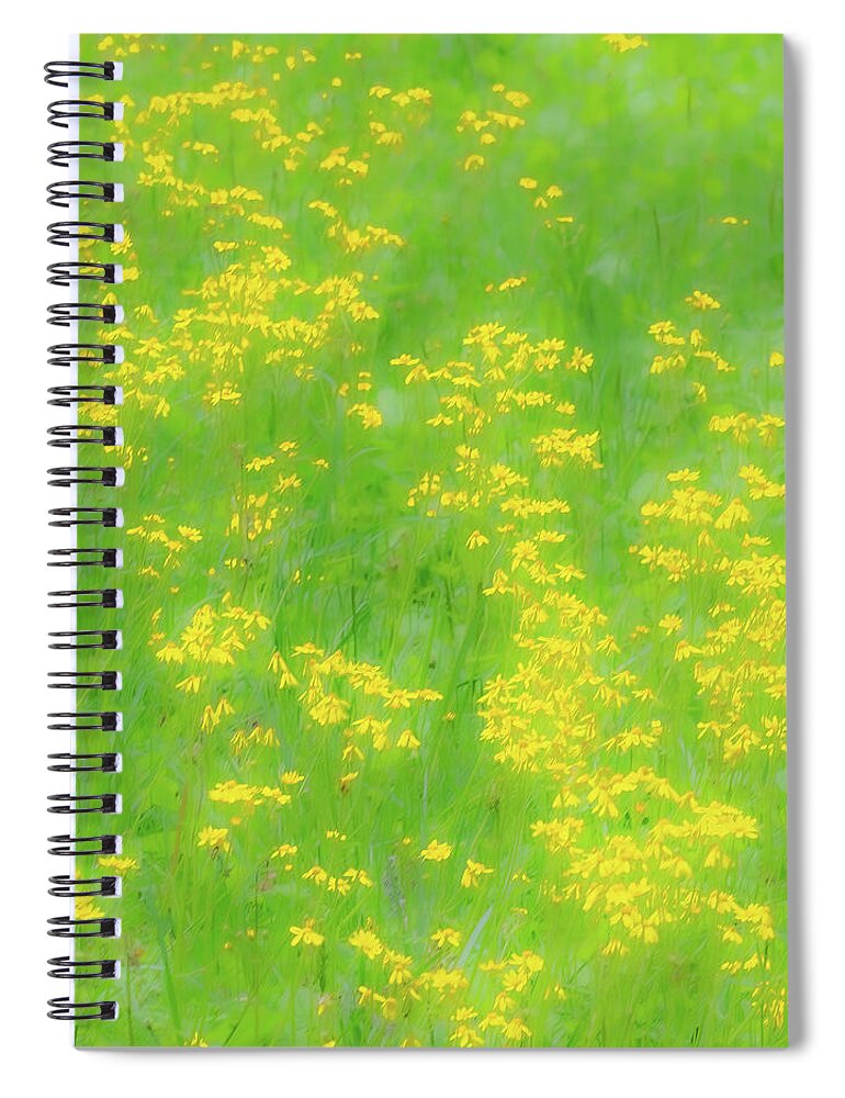 Mountains Spiral Notebook featuring the photograph Yellow Flowers Green Grass fx 503 by Dan Carmichael