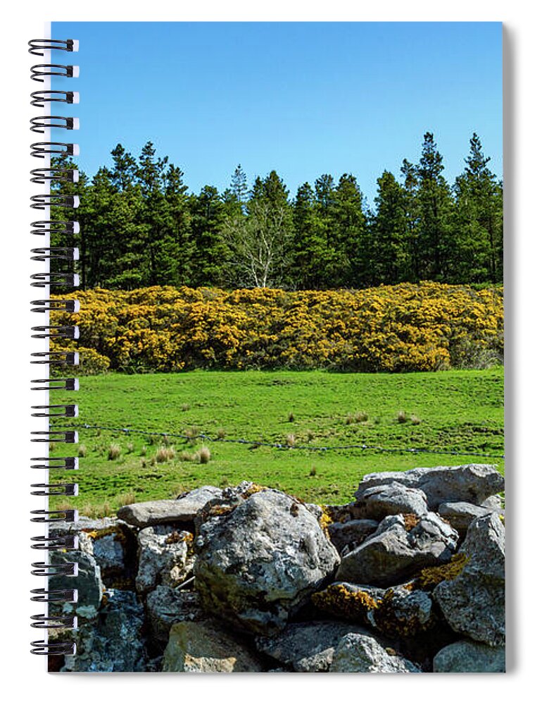 Knocknarea Spiral Notebook featuring the photograph Yellow Gorse Bushes Knocknarea Ireland by Lisa Blake