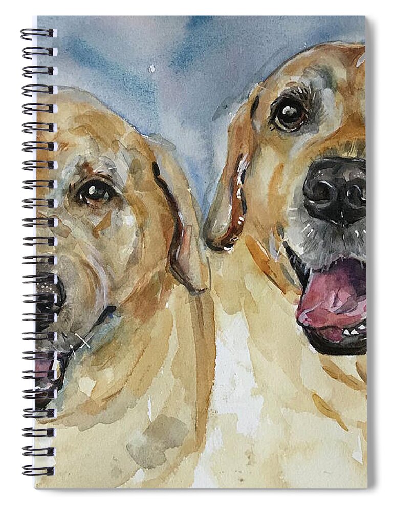 Yellow Lab Spiral Notebook featuring the painting Yellow Labs by Maria Reichert