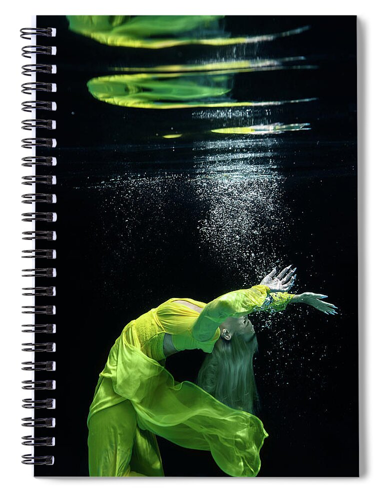 Underwater Spiral Notebook featuring the photograph Yellow Mermaid by Gemma Silvestre