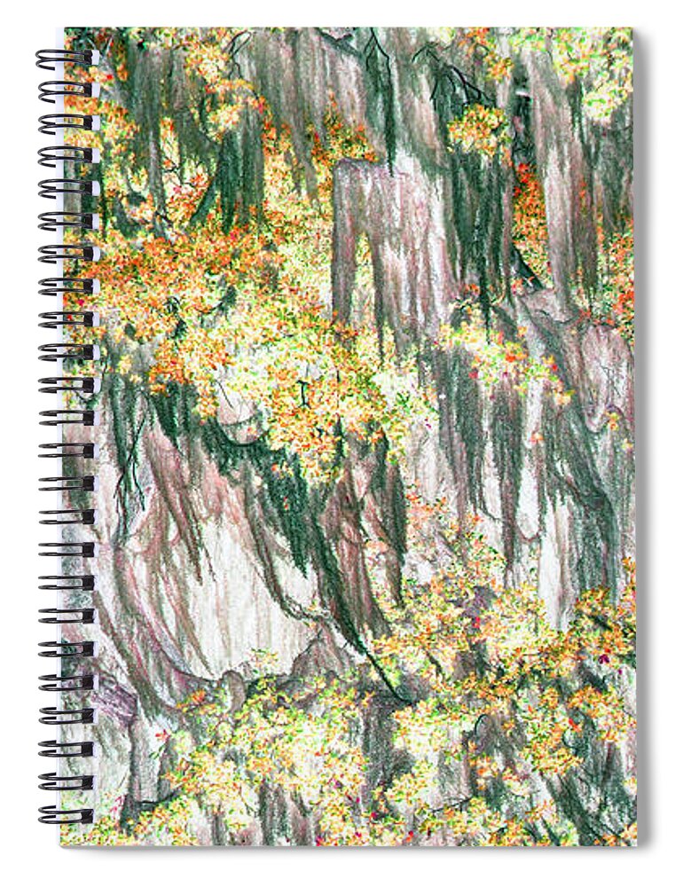 Trees Spiral Notebook featuring the photograph Yellow Moss by Missy Joy