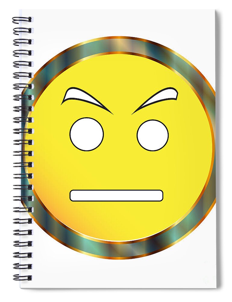 Emoticon Spiral Notebook featuring the digital art Yellow Neutral Emticon On White by Bigalbaloo Stock