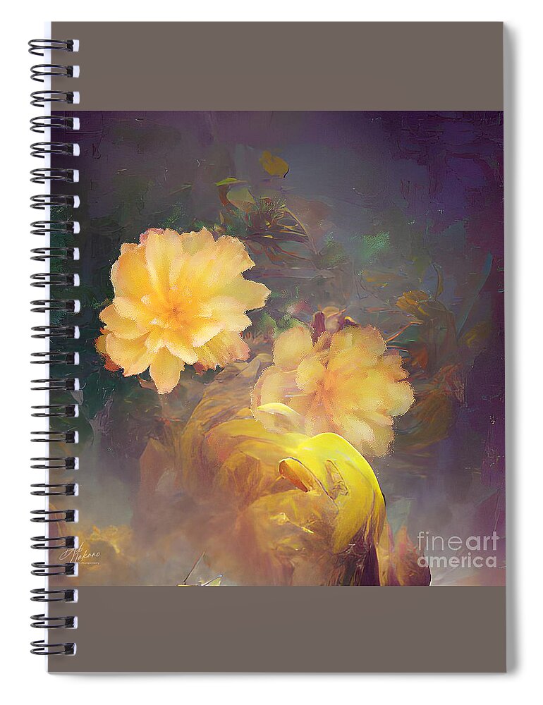 Flower Spiral Notebook featuring the digital art Yellow rose by Deb Nakano
