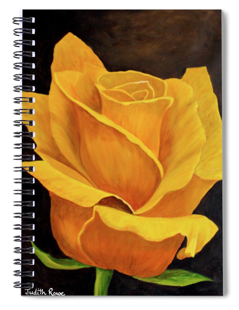 Yellow Rose Spiral Notebook featuring the painting Yellow Rose by Judith Rowe