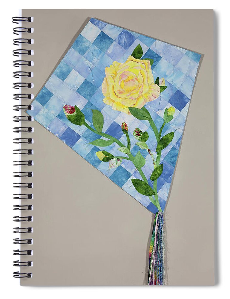 Fiber Art Spiral Notebook featuring the mixed media Yellow Rose of Texas 2 by Vivian Aumond