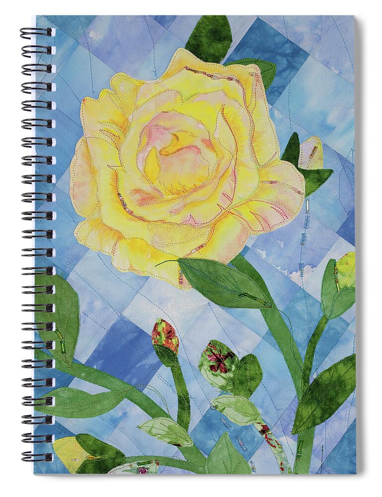 Fiber Art Spiral Notebook featuring the mixed media Yellow Rose of Texas 3 by Vivian Aumond