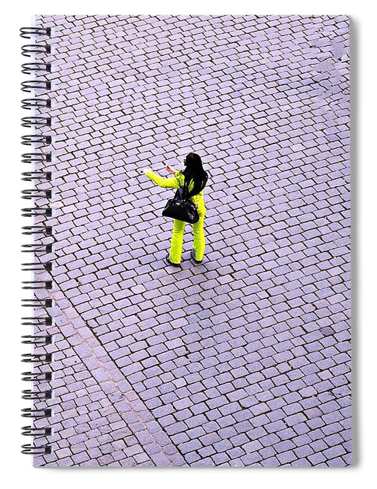 Street Spiral Notebook featuring the photograph Yellow Spot by Thomas Schroeder