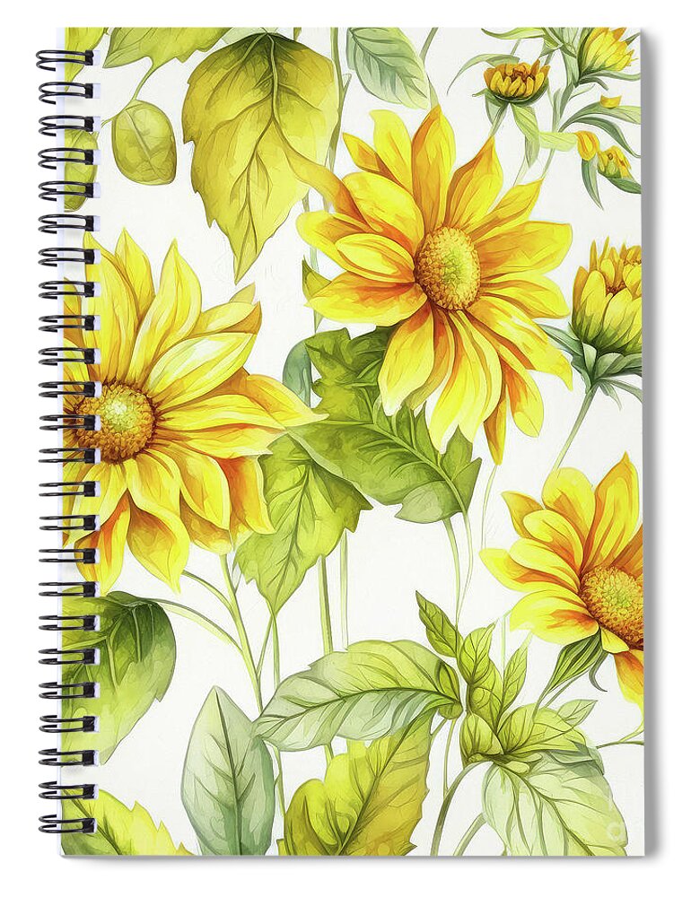 Yellow Daisy Spiral Notebook featuring the painting Yellow Spring Daisies by Tina LeCour