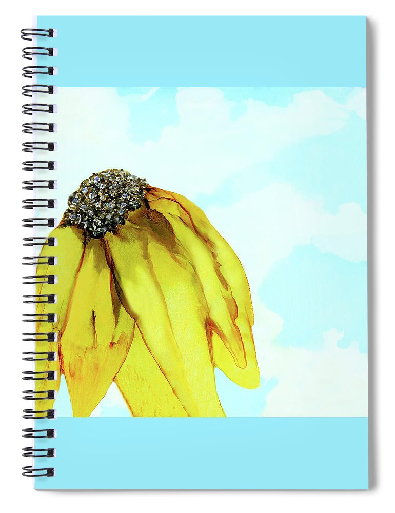 Sunflower Spiral Notebook featuring the painting Yellow Sunflower Against A Blue Sky by Deborah League