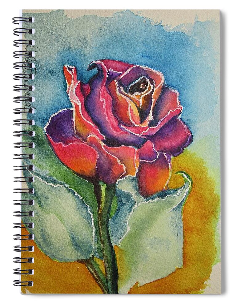 Rose Spiral Notebook featuring the painting Yesterday's Rose by Dale Bernard